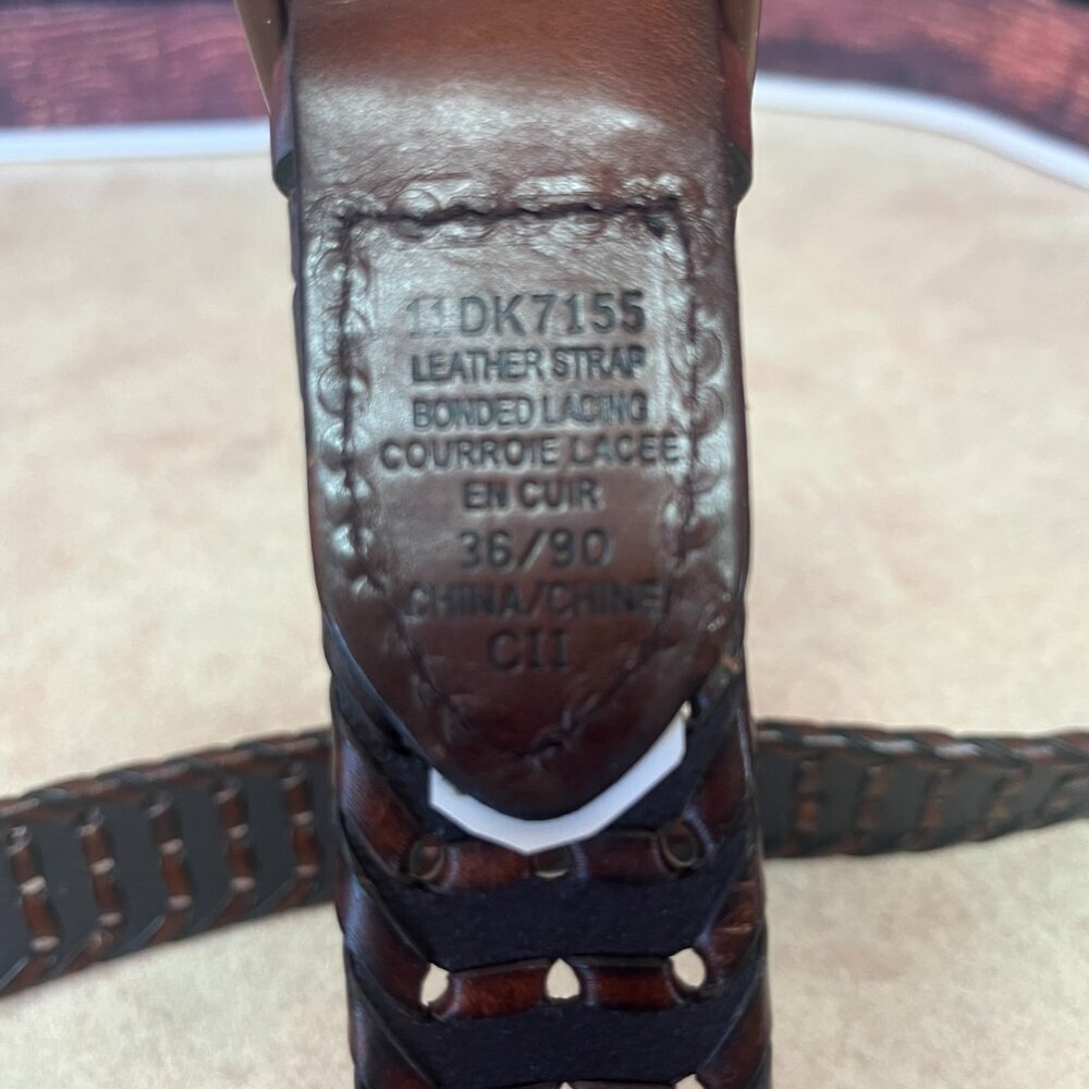 Dockers Braided Woven Brown Leather Western Belt Unisex - Picture 3 of 9